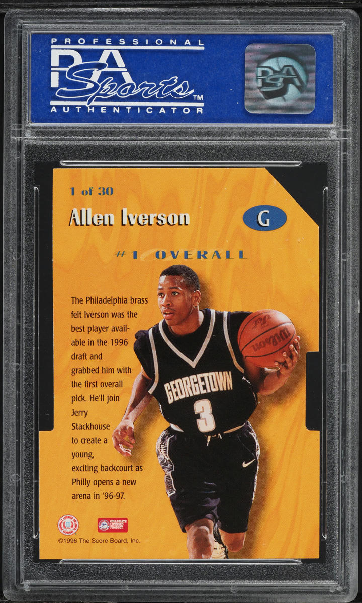 1996 Score Board Basketball Die-Cut Allen Iverson ROOKIE #1 PSA 8 NM-MT