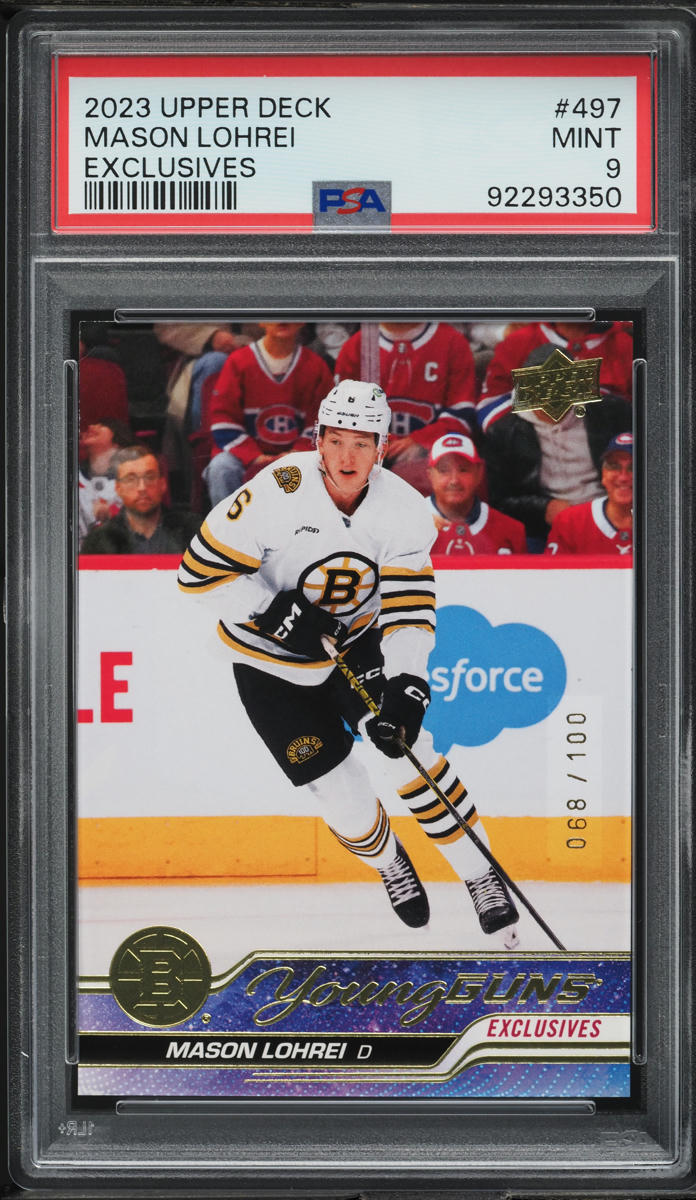 2023 Upper Deck Young Guns Exclusives Mason Lohrei ROOKIE /100 #497 PSA 9 MINT