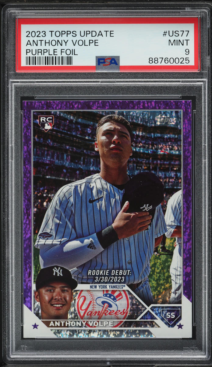 2023 Topps Update Purple Foil Anthony Volpe ROOKIE /799 #US77 PSA 9 MINT