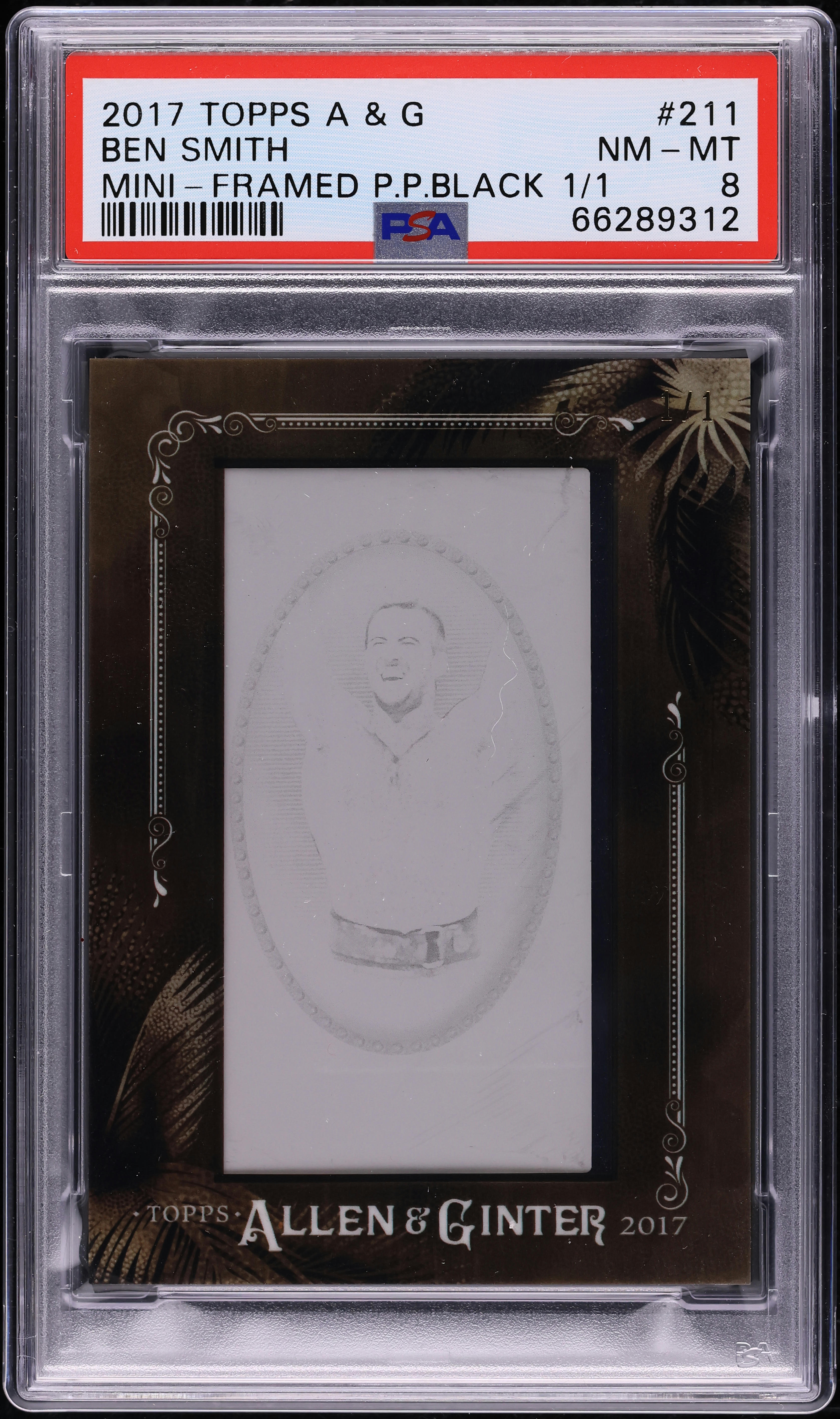 2017 Topps Allen & Ginter Mini-Framed Print Plate Black Ben Smith