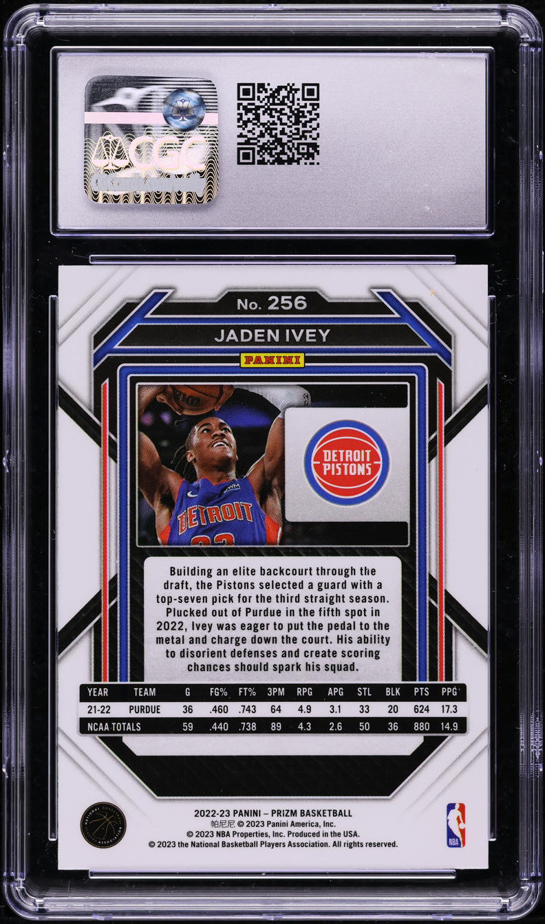 2022 Panini Prizm Jaden Ivey ROOKIE #256 CGC 10 GEM MINT