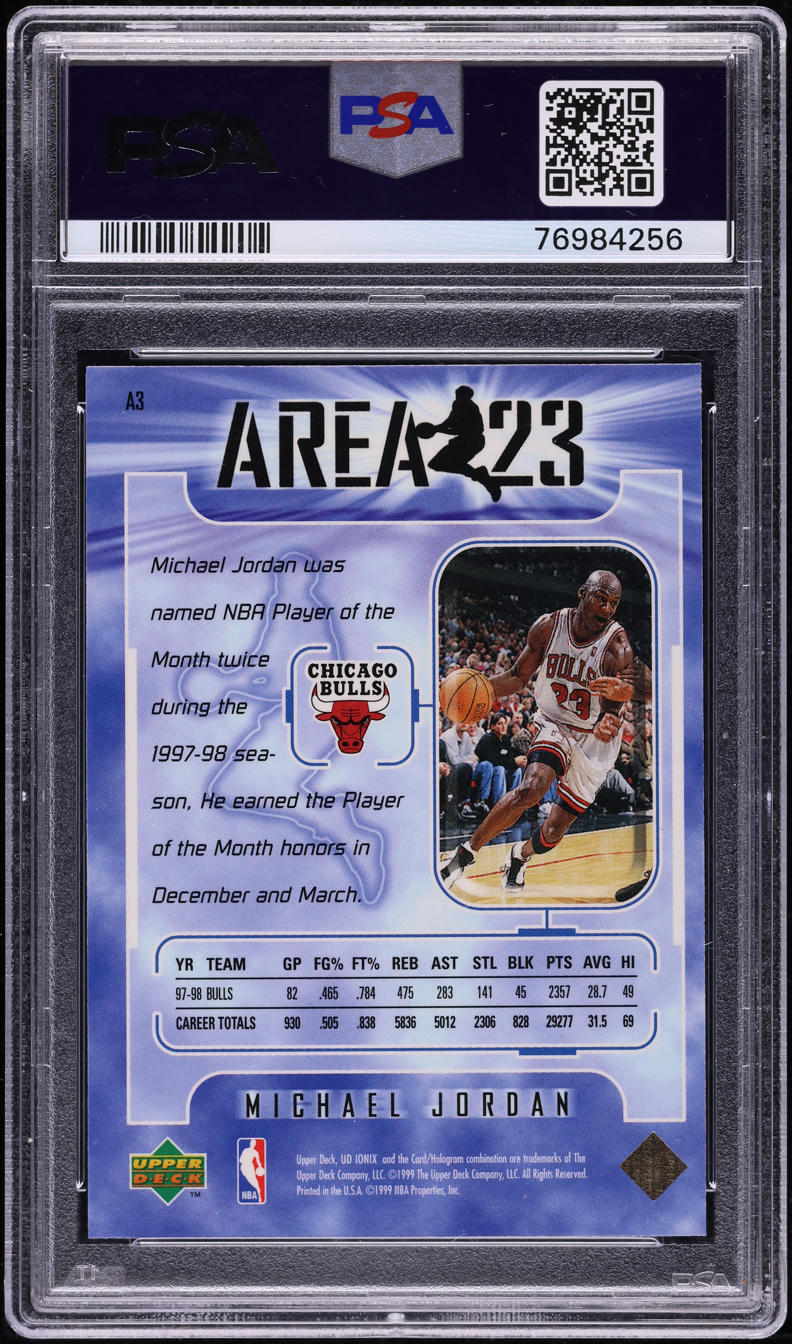 1998 Upper Deck Ionix Area 23 Michael Jordan #A3 PSA 10 GEM MINT
