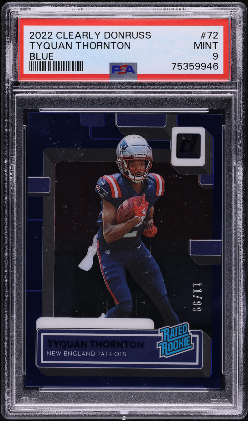 2022 Panini Clearly Donruss Blue Tyquan Thornton ROOKIE /99 #72 PSA 9 MINT
