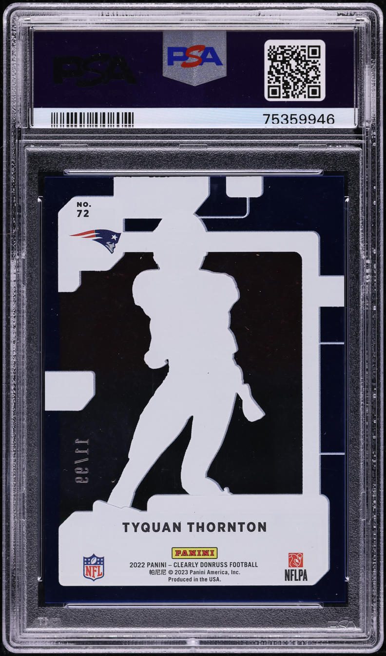 2022 Panini Clearly Donruss Blue Tyquan Thornton ROOKIE /99 #72 PSA 9 MINT
