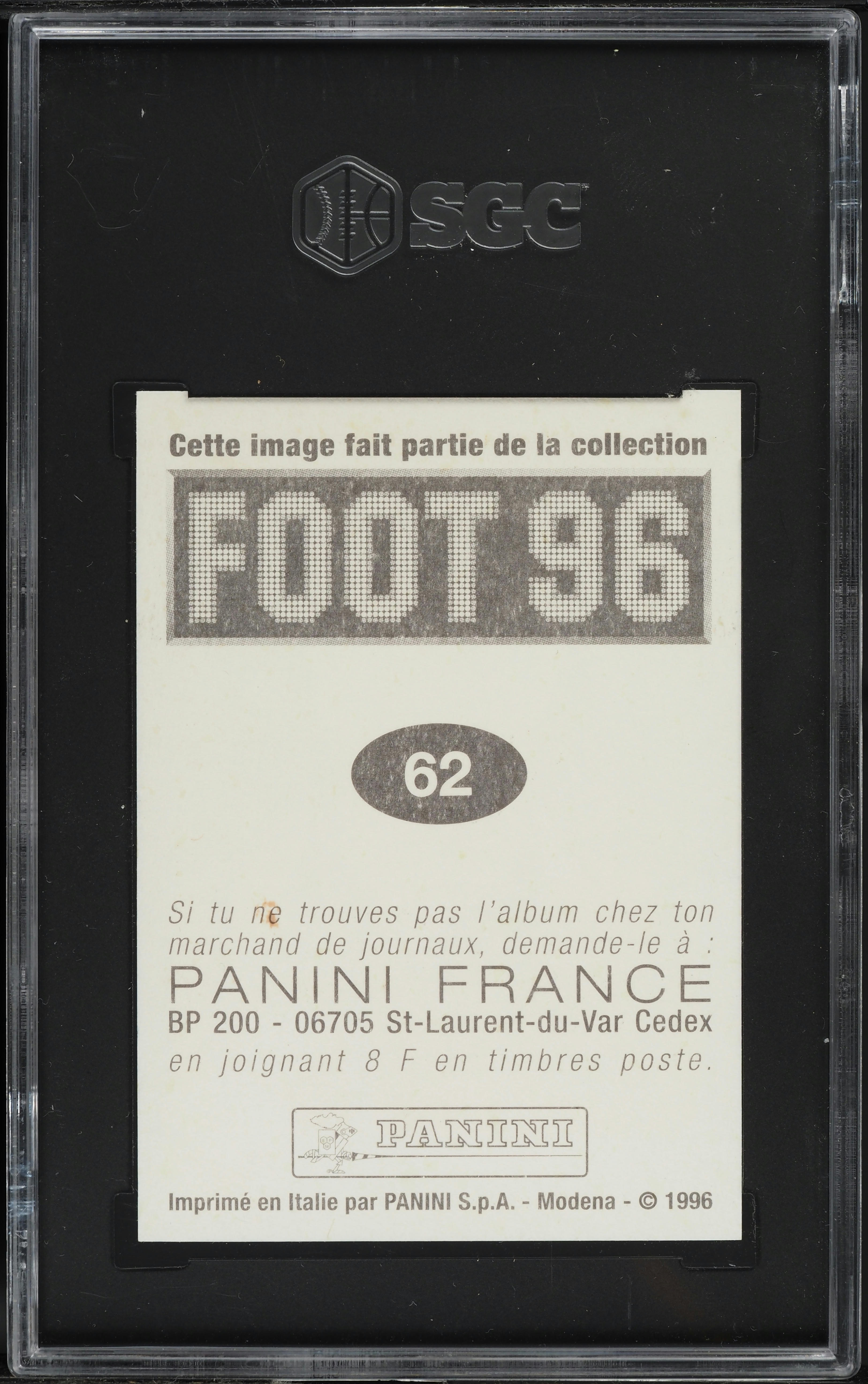 1995 Panini Foot Zinedine Zidane #62 SGC 7.5 NRMT+ on Fanatics Collect