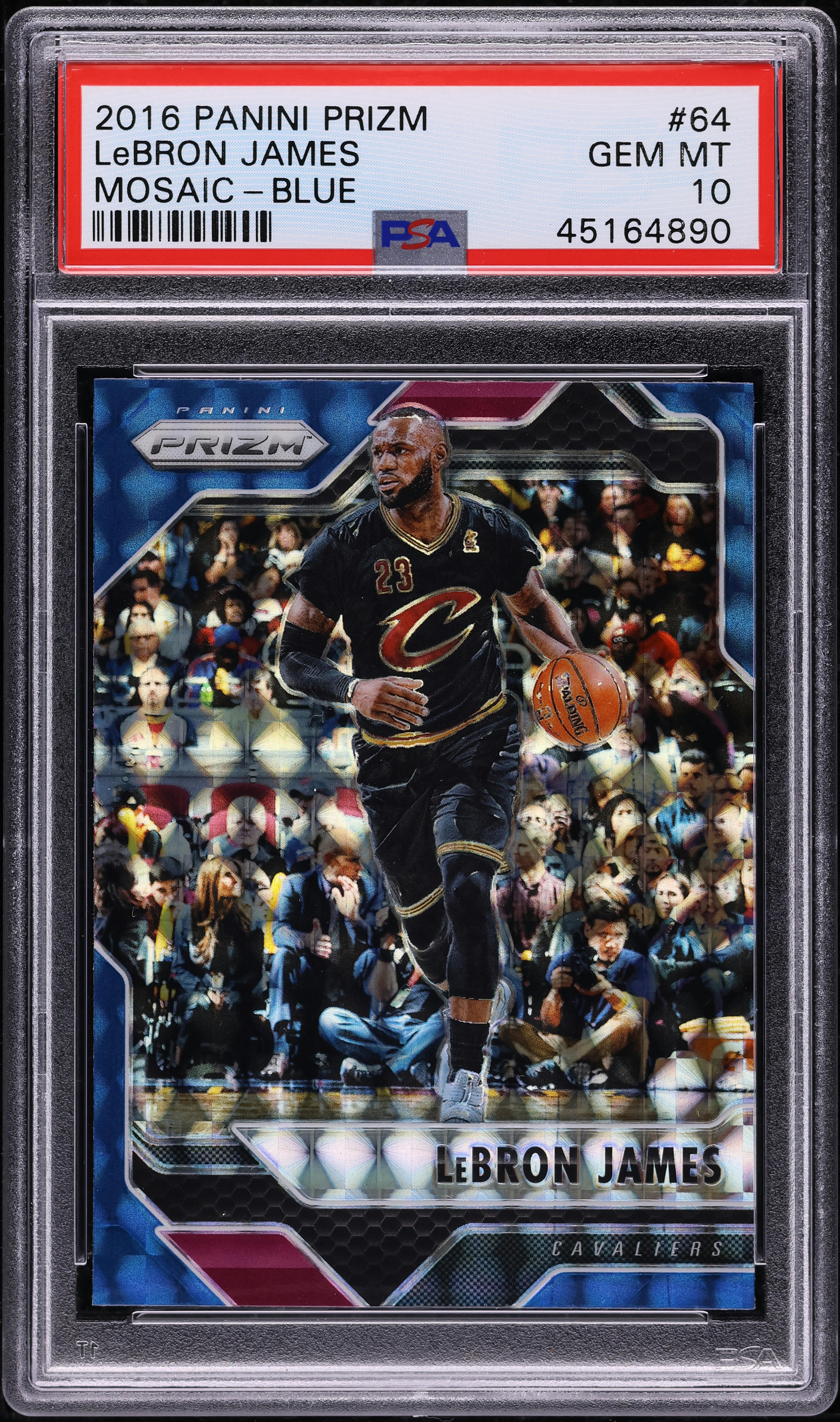 2016 Panini Prizm Mosaic Blue LeBron James #64 PSA 10 GEM MINT on
