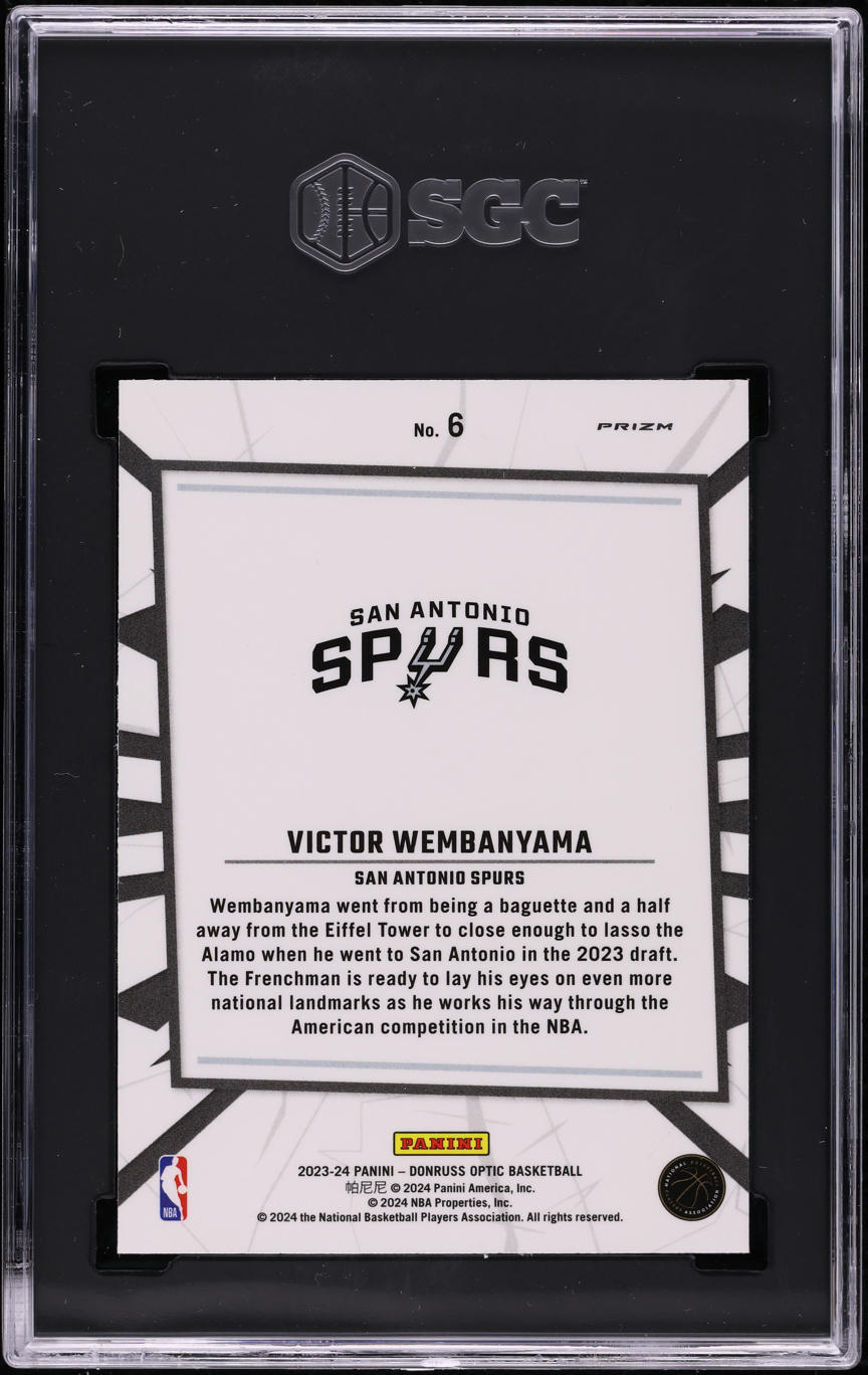 2023 Donruss Optic My House Purple Prizm Victor Wembanyama ROOKIE #6 SGC 10 GEM