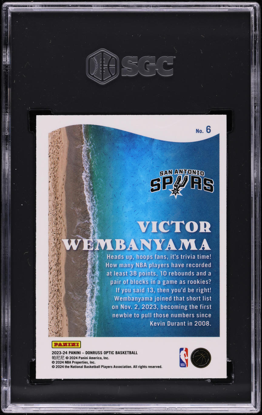 2023 Donruss Optic Splash! Victor Wembanyama ROOKIE #6 SGC 10 GEM MINT