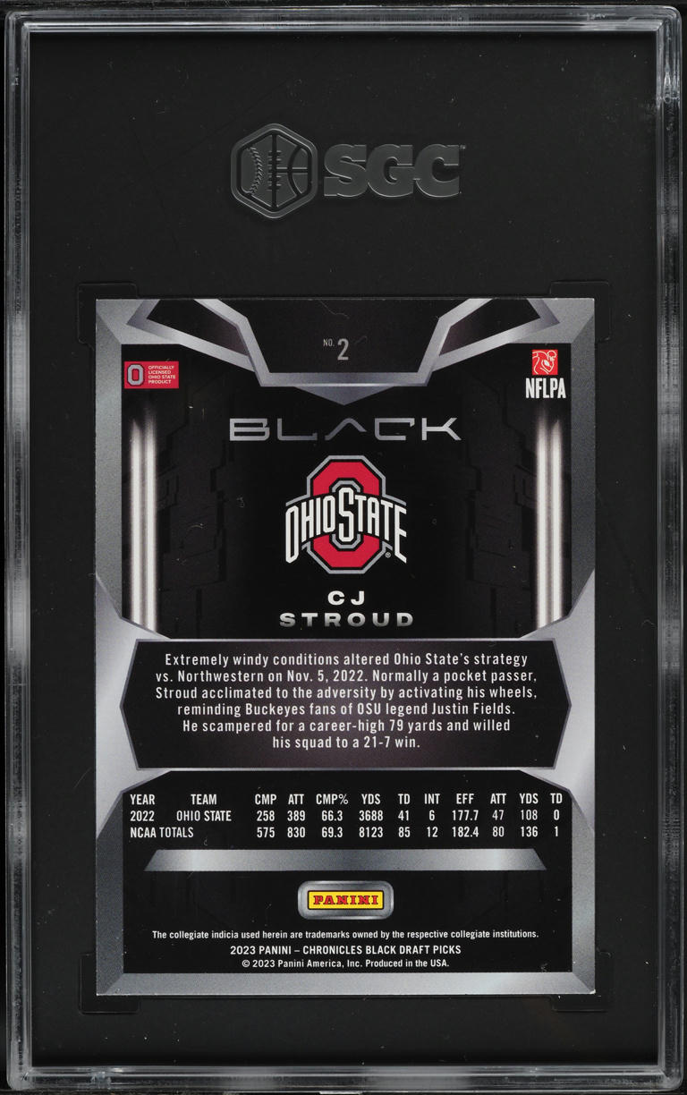 2023 Panini Chronicles Draft Picks Black C.J. Stroud ROOKIE #2 SGC 9 MINT