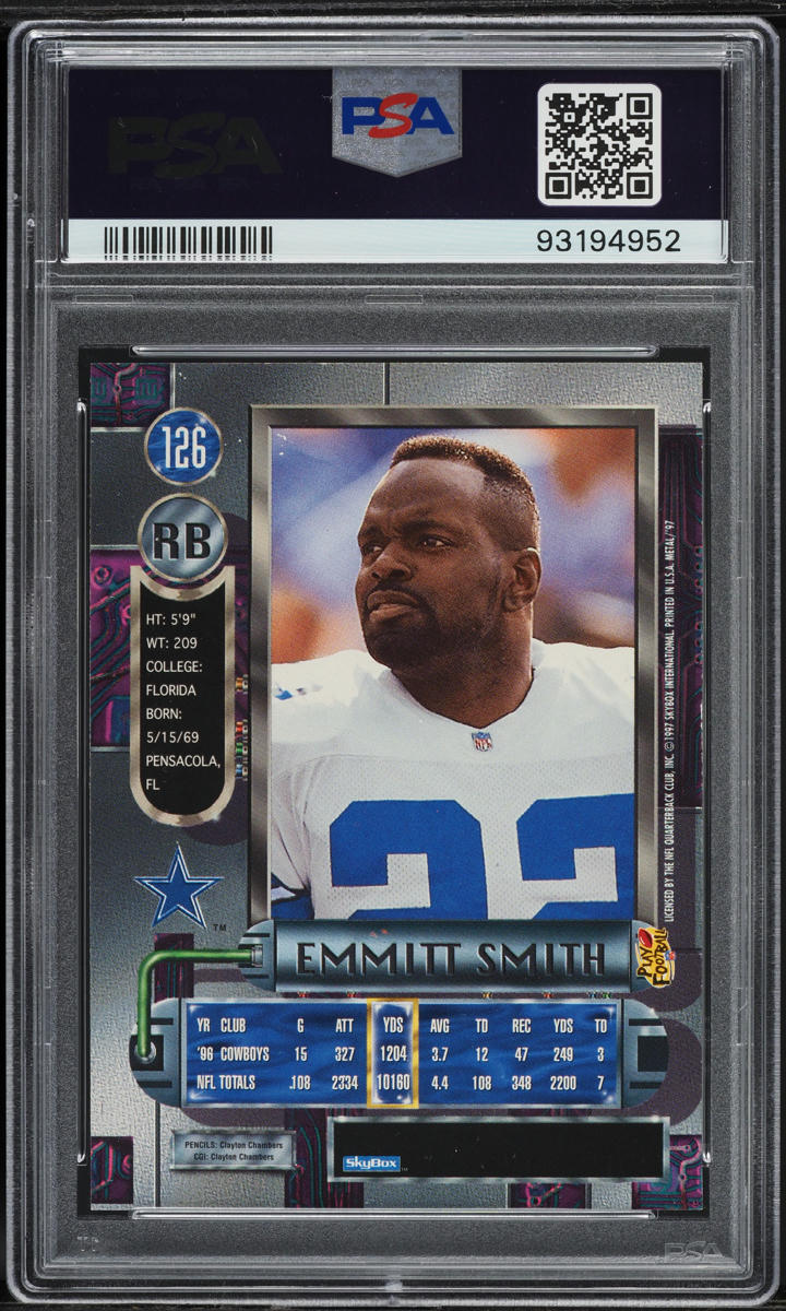 1997 Metal Universe Emmitt Smith #126 PSA 9 MINT