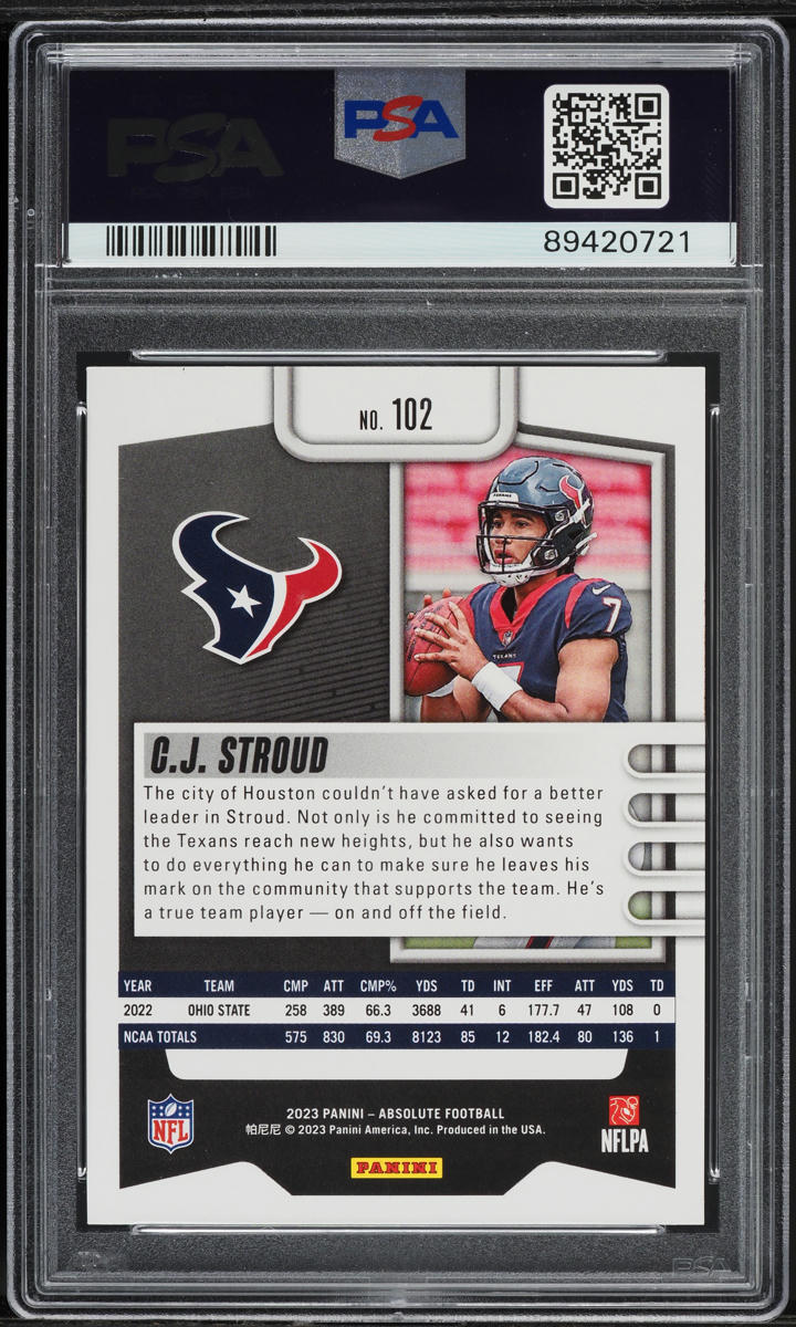 2023 Absolute Black C.J. Stroud ROOKIE #102 PSA 8 NM-MT