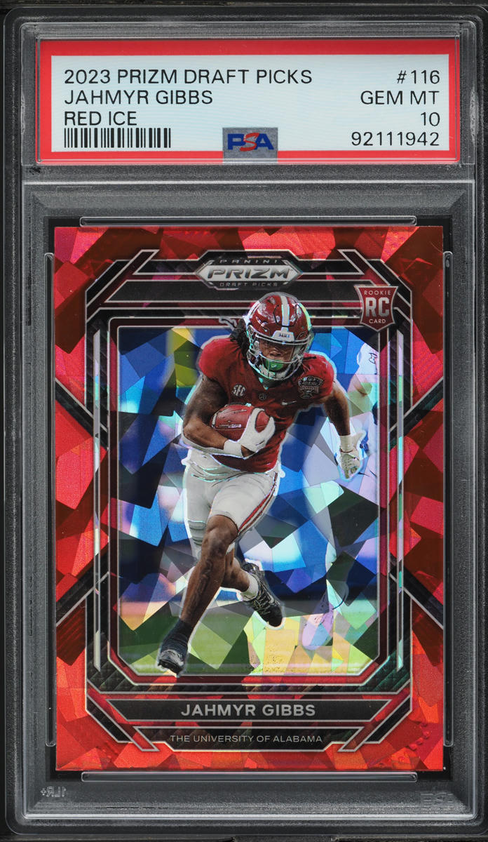 2023 Panini Prizm Draft Picks Red Ice Jahmyr Gibbs ROOKIE #116 PSA 10 GEM MINT