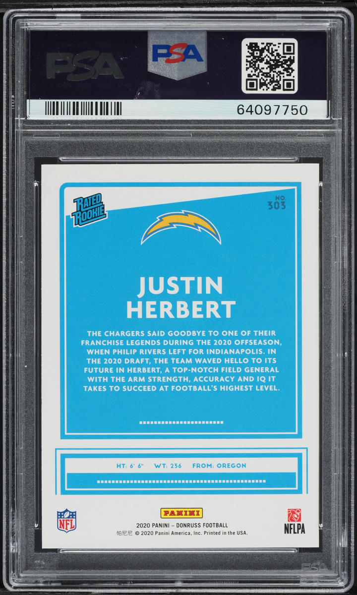 2020 Donruss Red Press Proof Justin Herbert ROOKIE #303 PSA 10 GEM MINT