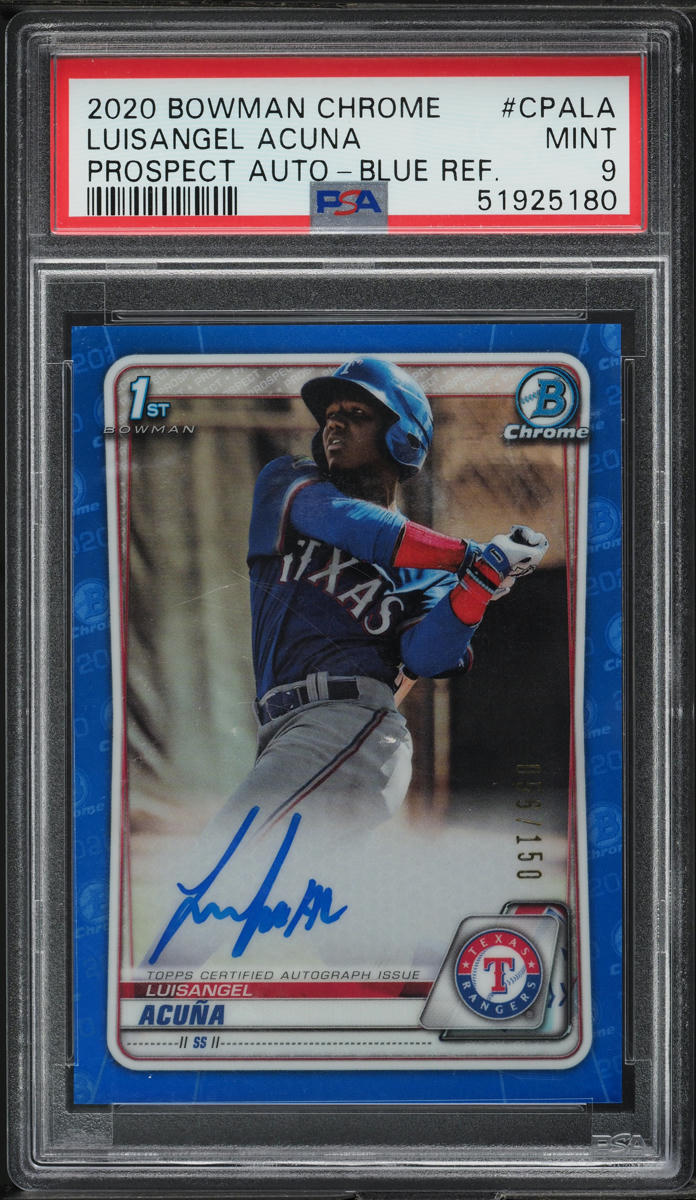 2020 Bowman Chrome Blue Refractor Luisangel Acuna ROOKIE AUTO /150 PSA 9 MINT