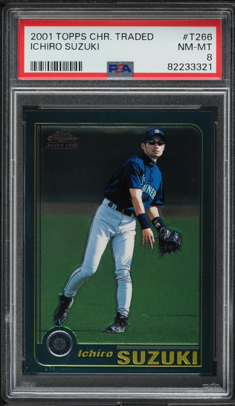 2001 Topps Chrome Traded Ichiro Suzuki ROOKIE #T266 PSA 8 NM-MT on