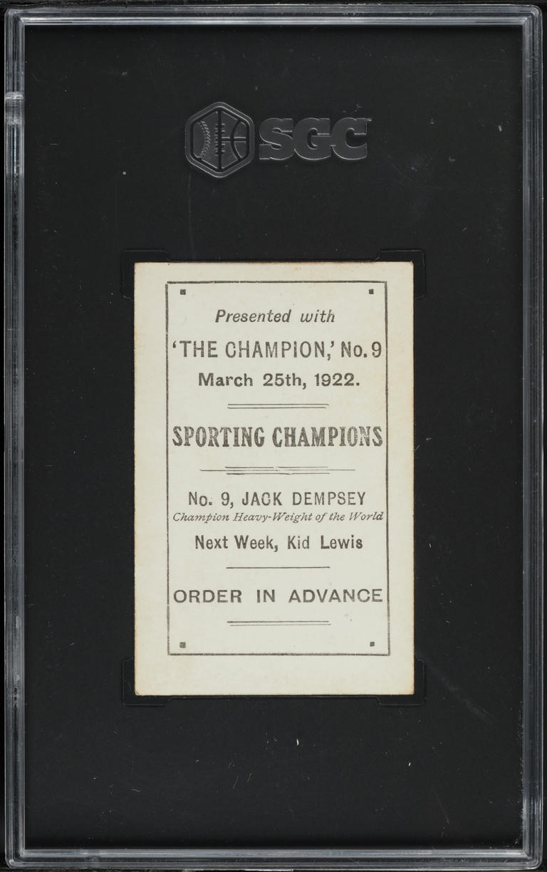 1922 Sporting Champion Boxing Jack Dempsey ROOKIE #9 SGC 5 EX
