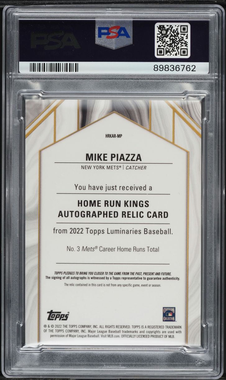 2022 Topps Luminaries Home Run Kings Black Mike Piazza PATCH AUTO 1/1 PSA 9 MINT