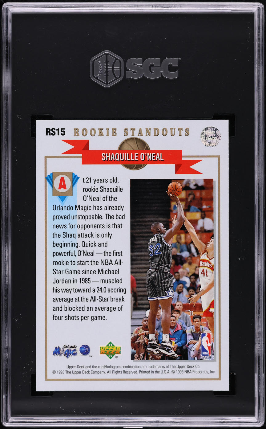 1992 Upper Deck Standouts Shaquille O'Neal ROOKIE #RS15 SGC 8 NM-MT