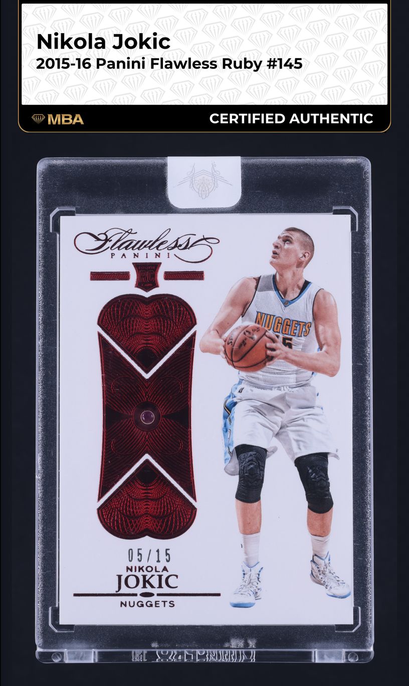 2015 Panini Flawless Ruby Gems Nikola Jokic ROOKIE /15 #145 MBA AUTH