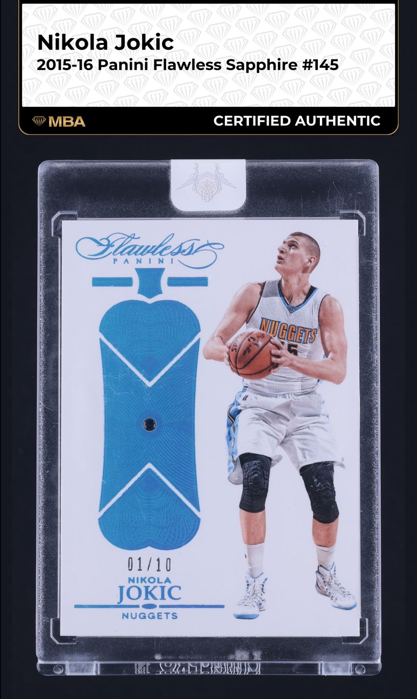 2015 Panini Flawless Sapphire Gems Nikola Jokic ROOKIE 1/10 #145 MBA AUTH
