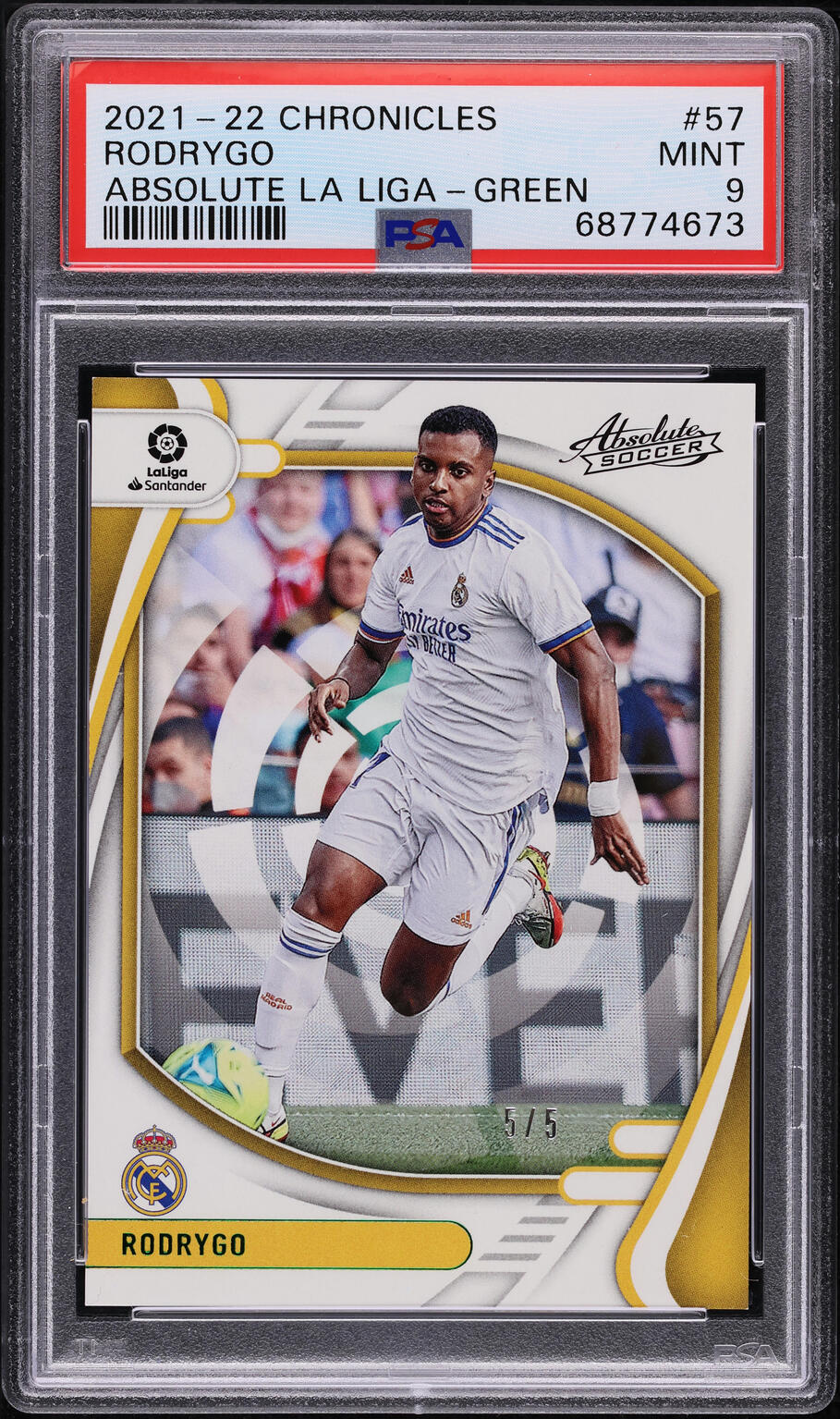 2021 Panini Chronicles Absolute La Liga Green Rodrygo 5/5 #57 PSA 9 MINT