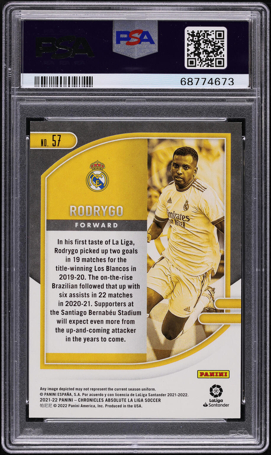 2021 Panini Chronicles Absolute La Liga Green Rodrygo 5/5 #57 PSA 9 MINT