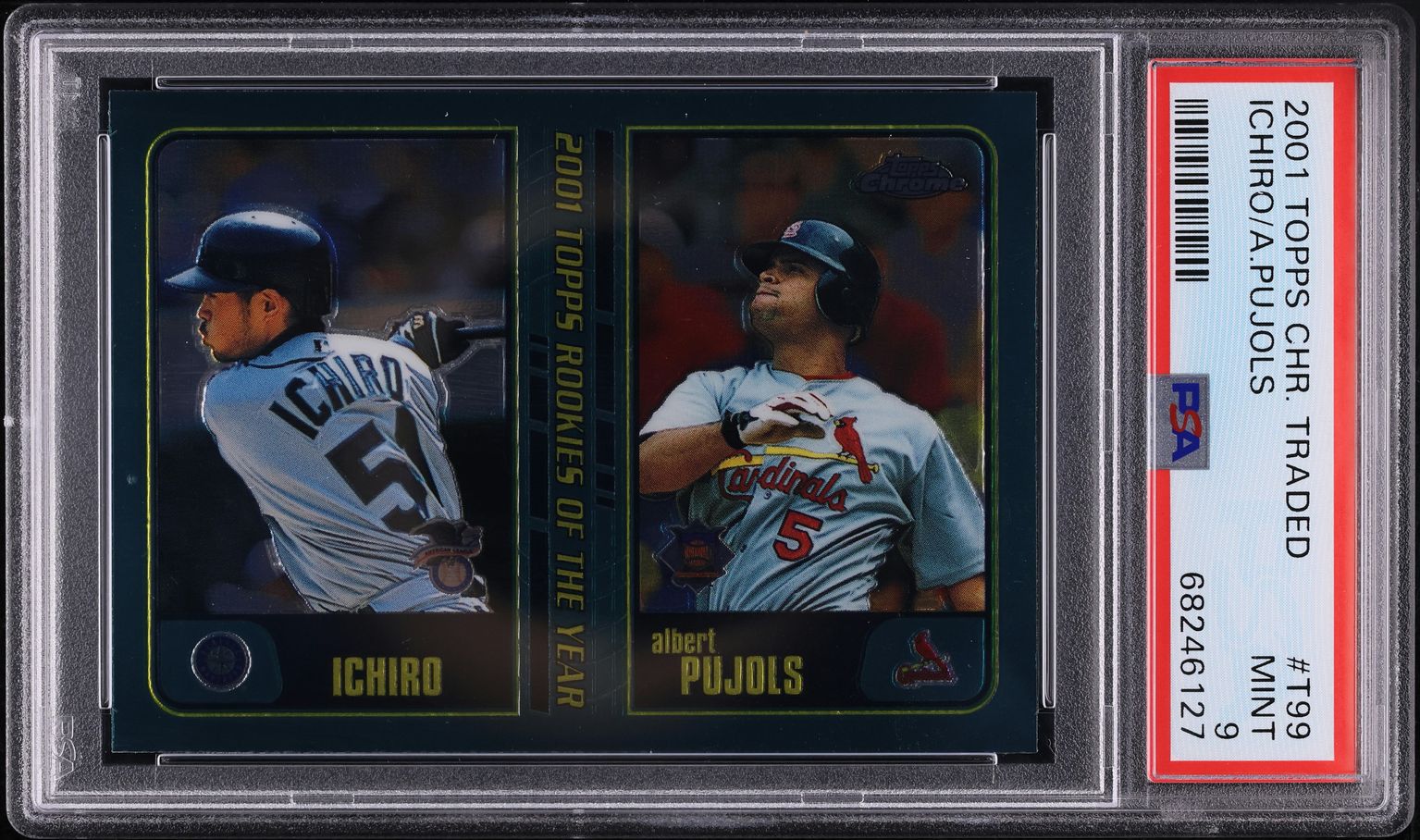 2001 Topps Chrome Traded Ichiro Suzuki & Albert Pujols ROOKIE #T99 PSA 9 MINT