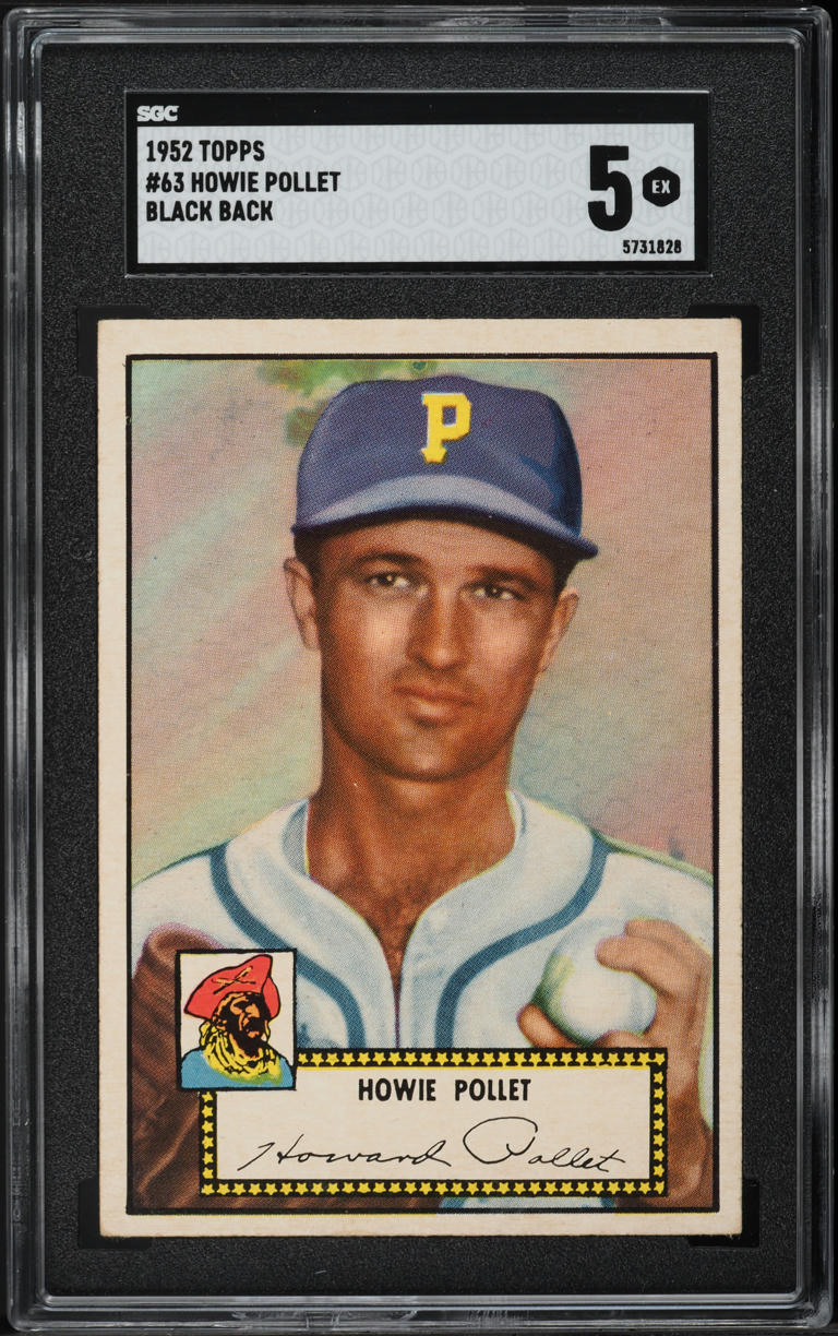 1952 Topps Howie Pollet BLACK BACK #63 SGC 5 EX