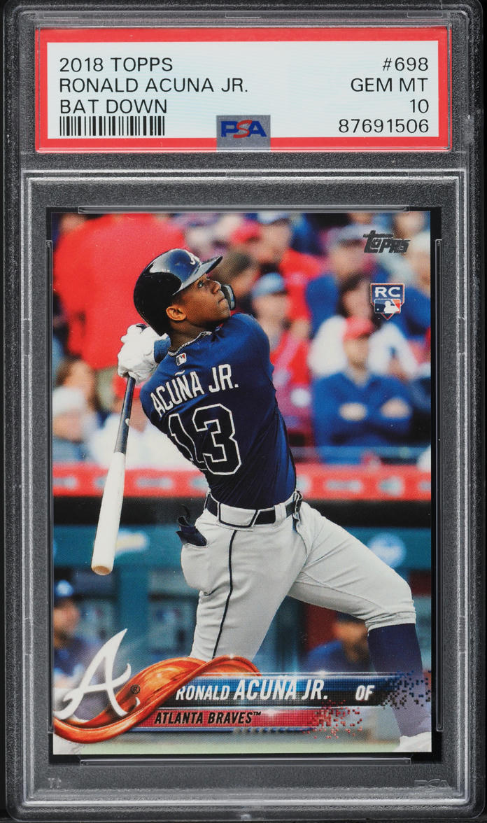 2018 Topps Bat Down Ronald Acuna Jr. ROOKIE #698 PSA 10 GEM MINT