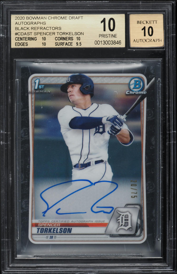 2020 Bowman Chrome Black Refractor Spencer Torkelson RC AUTO /75 BGS 10 PRISTINE