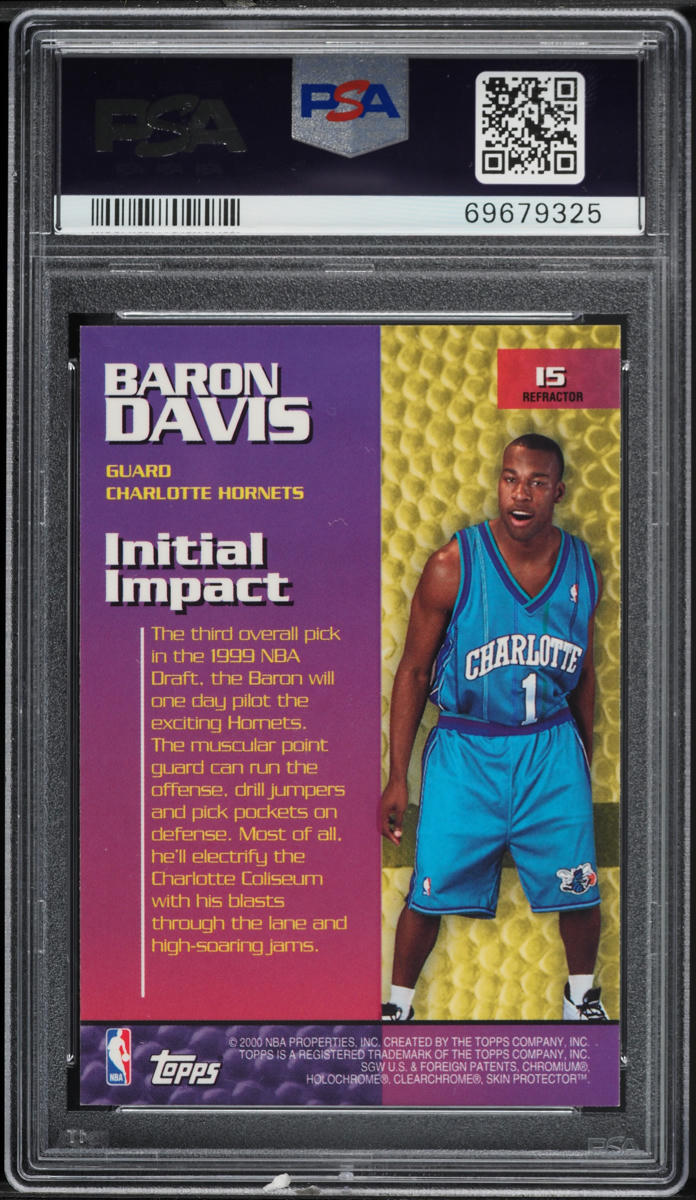 1999 Topps Impact Refractor Baron Davis ROOKIE #I5 PSA 8 NM-MT
