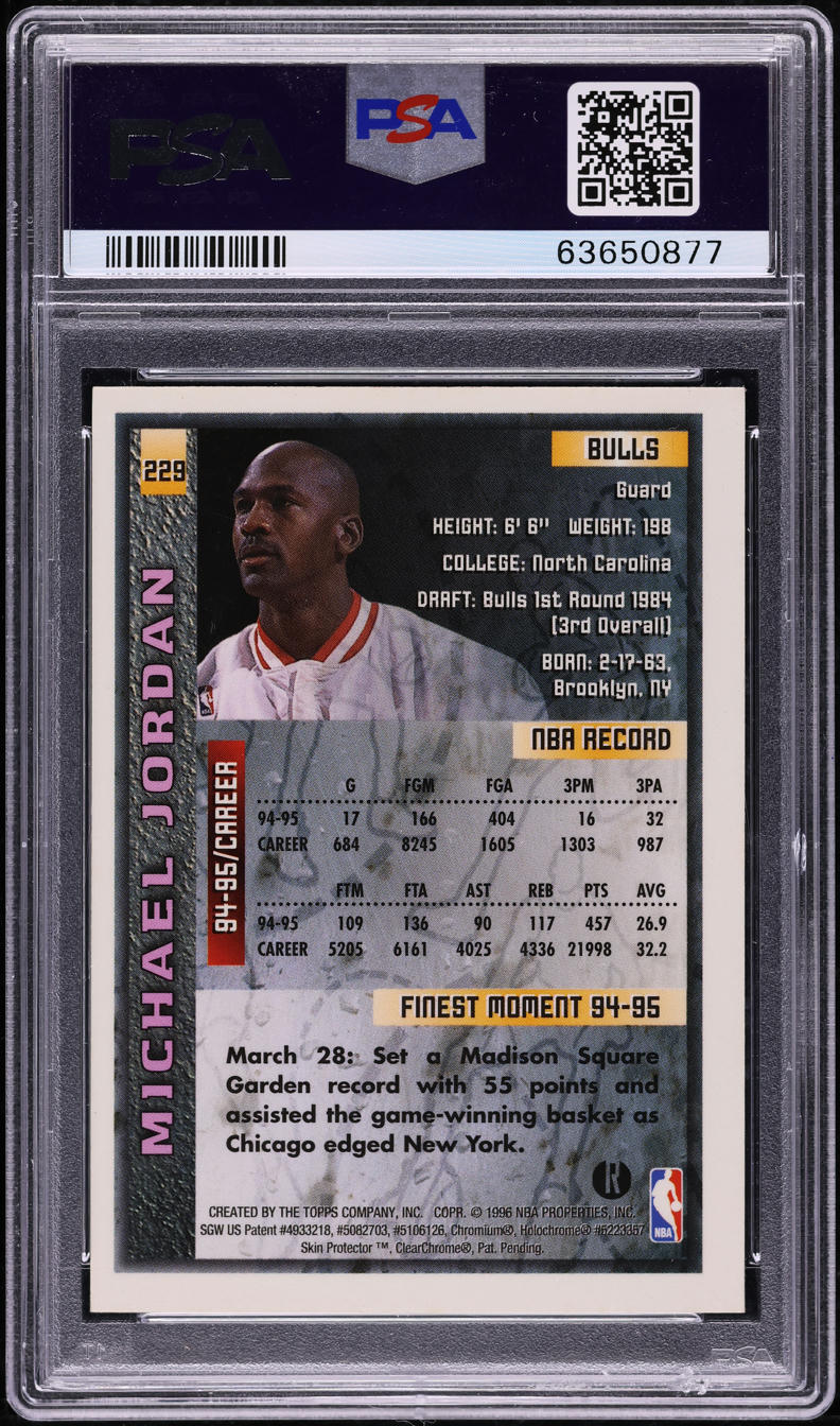 1995 Finest w/ Coating Michael Jordan #229 PSA 8 NM-MT