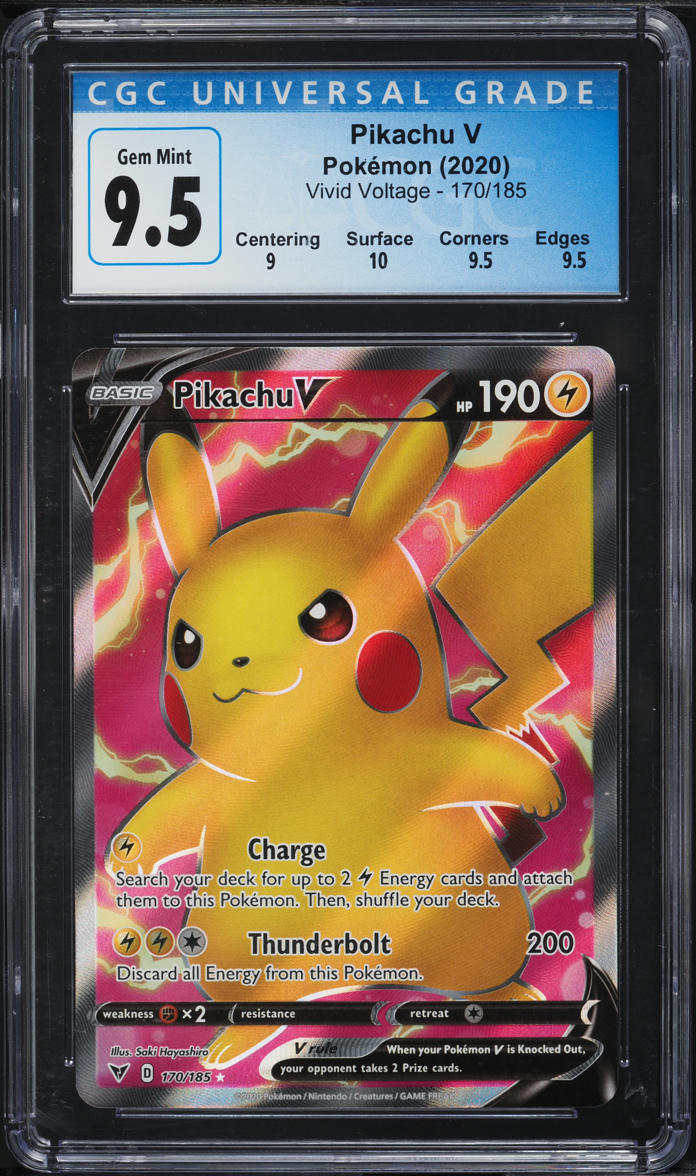 2020 Pokemon Sword & Shield Vivid Voltage Full Art Pikachu V #170 CGC 9.5 GEM