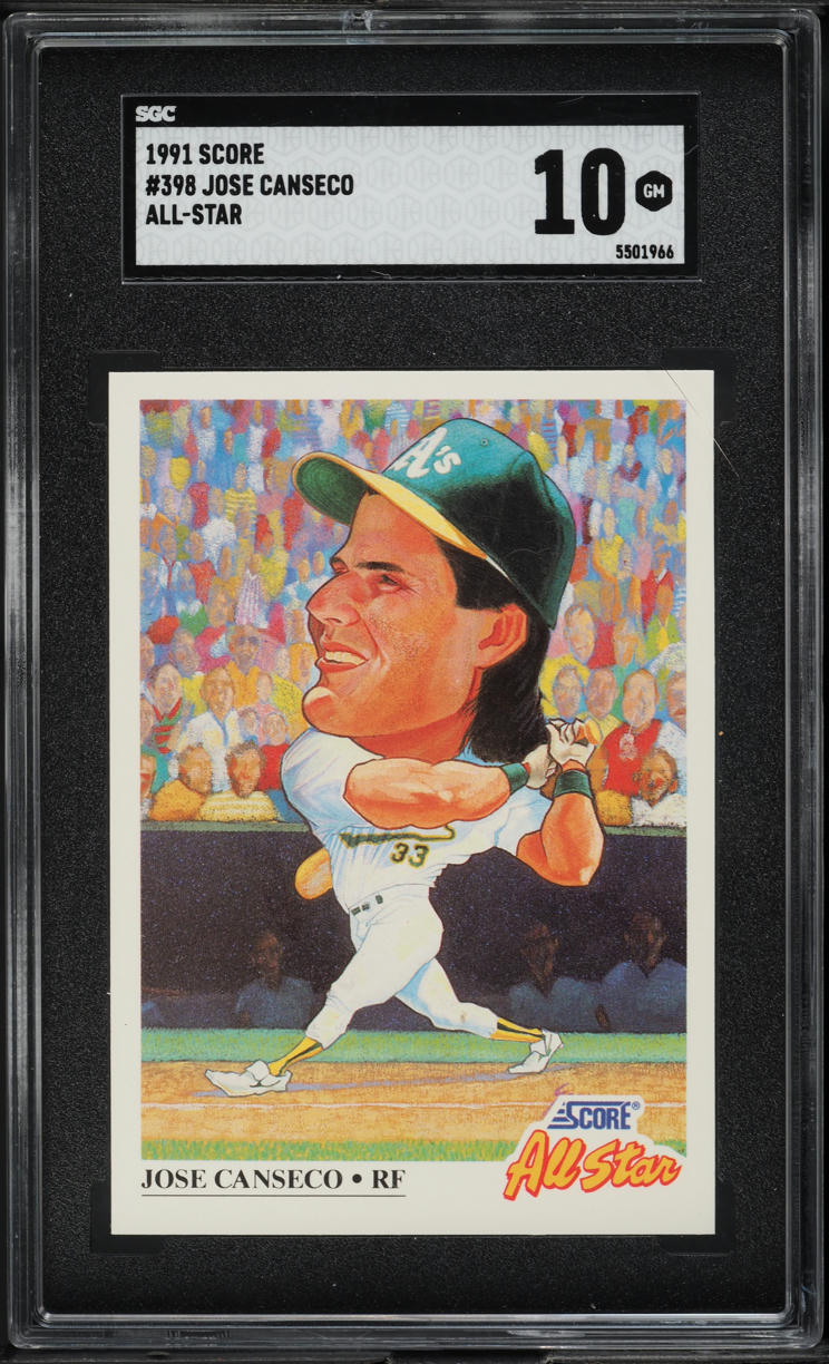 1991 Score Jose Canseco #398 SGC 10 GEM MINT