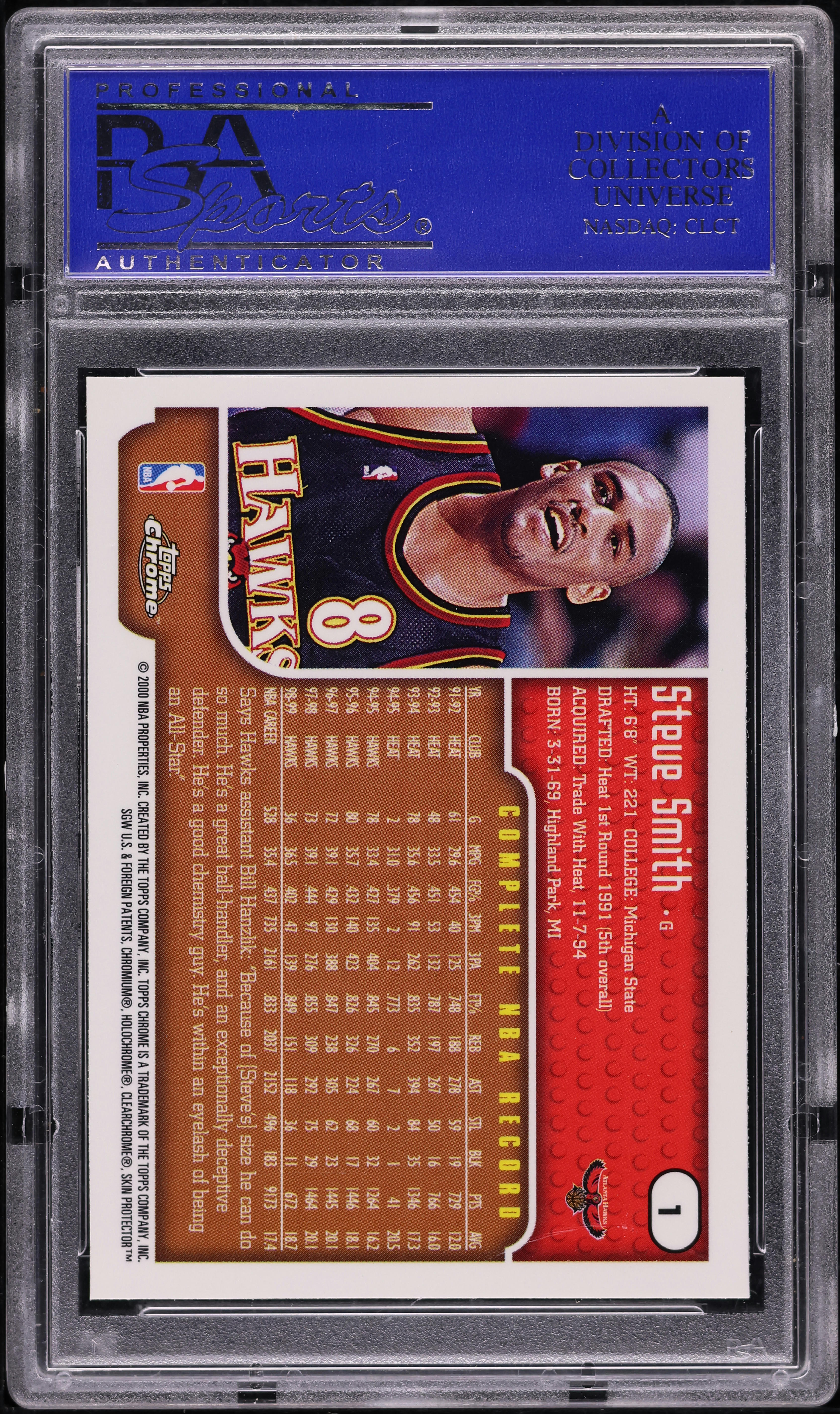 1999 Topps Chrome Steve Smith #1 PSA 10 GEM MINT on Fanatics Collect