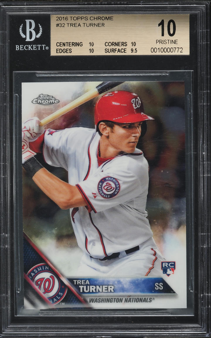 2016 Topps Chrome Trea Turner ROOKIE #32 BGS 10 PRISTINE