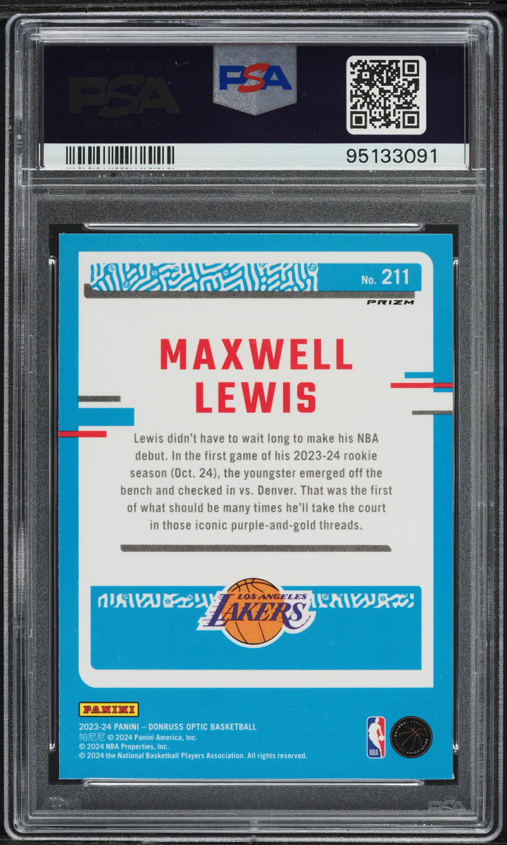 2023 Donruss Optic Holo Maxwell Lewis ROOKIE #211 PSA 9 MINT