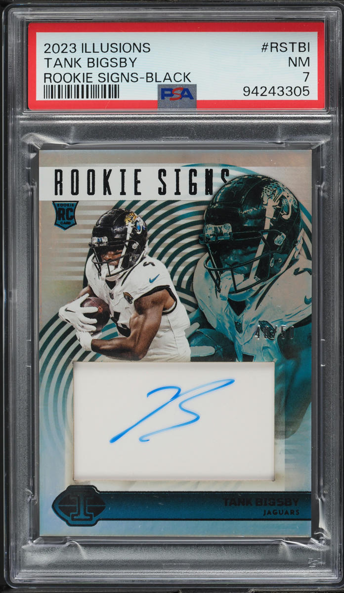2023 Panini Illusions Signs Black Tank Bigsby ROOKIE AUTO /50 #RS-TBI PSA 7 NRMT