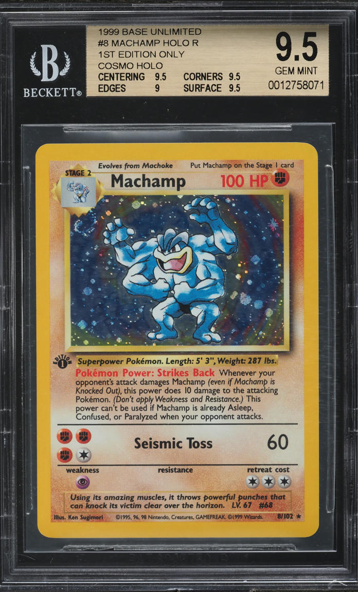 1999 Pokemon Base Set 1st Edition Holo Machamp #8 BGS 9.5 GEM MINT on Fanatics Collect 1999 Pokemon Base Set 1st Edition Holo Machamp #8 BGS 9.5 GEM MINT on Fanatics Collect