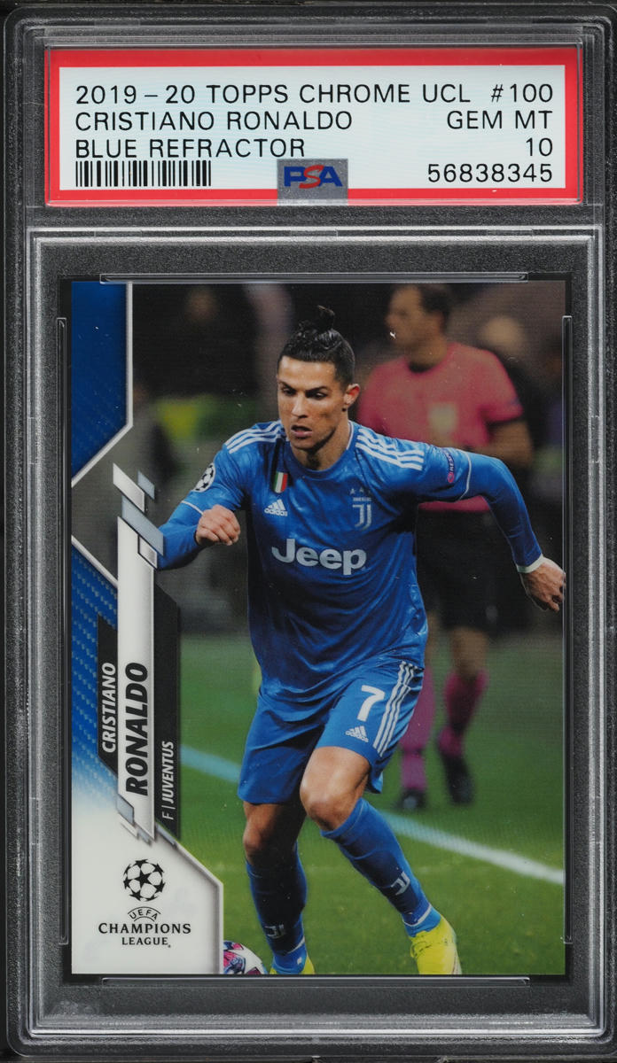 2019 Topps Chrome UEFA Blue Refractor Cristiano Ronaldo /150 #100 PSA 10 GEM
