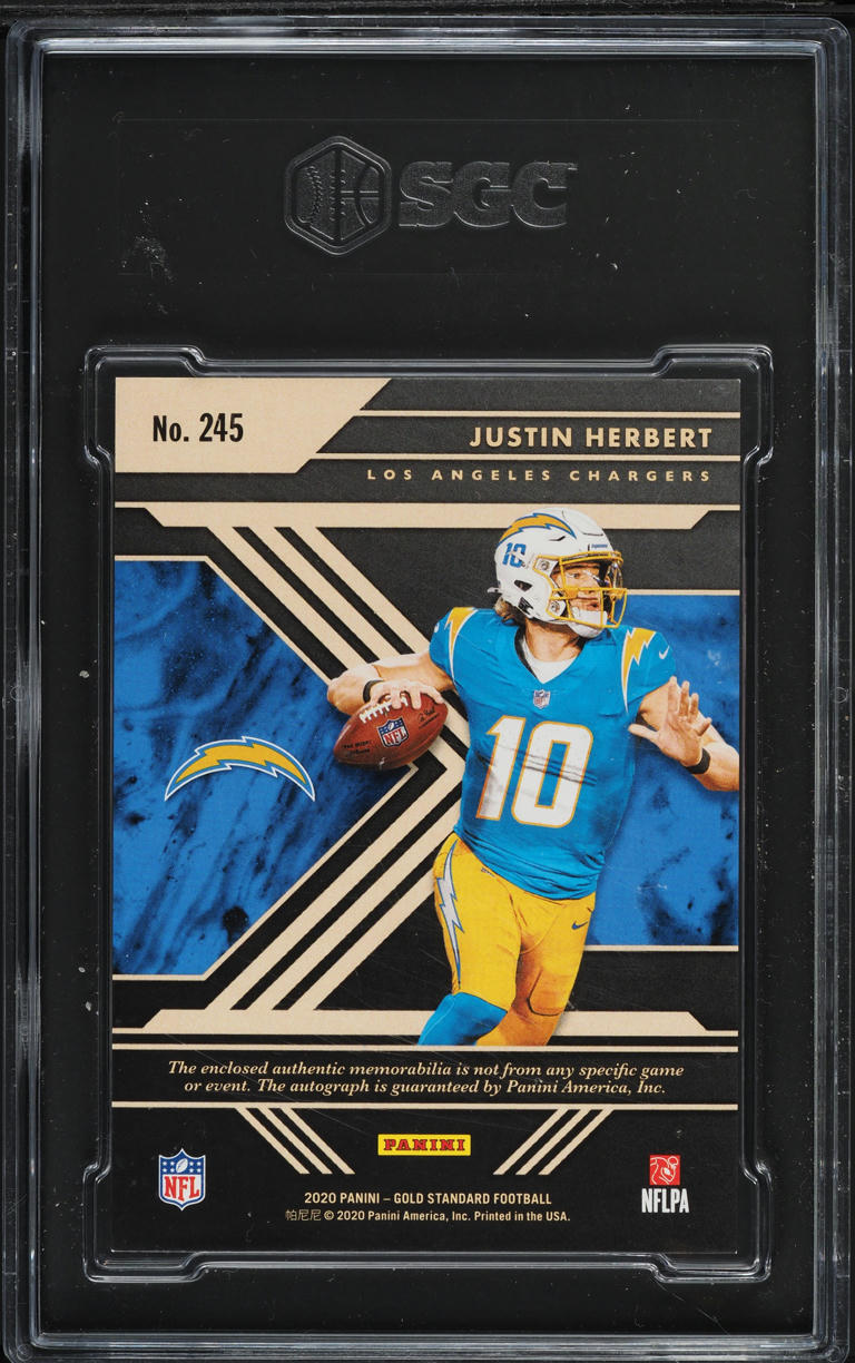 2020 Panini Gold Standard Justin Herbert ROOKIE PATCH AUTO /75 #245 SGC 9 MINT