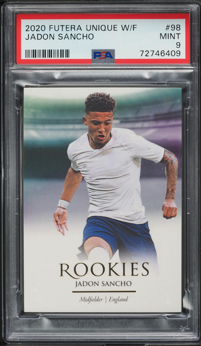 2020 Futera Unique World Football Jadon Sancho ROOKIE #98 PSA 9 MINT
