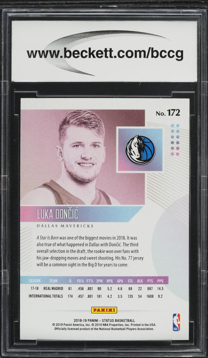 2018 Panini Status Luka Doncic ROOKIE #172 BCCG 10
