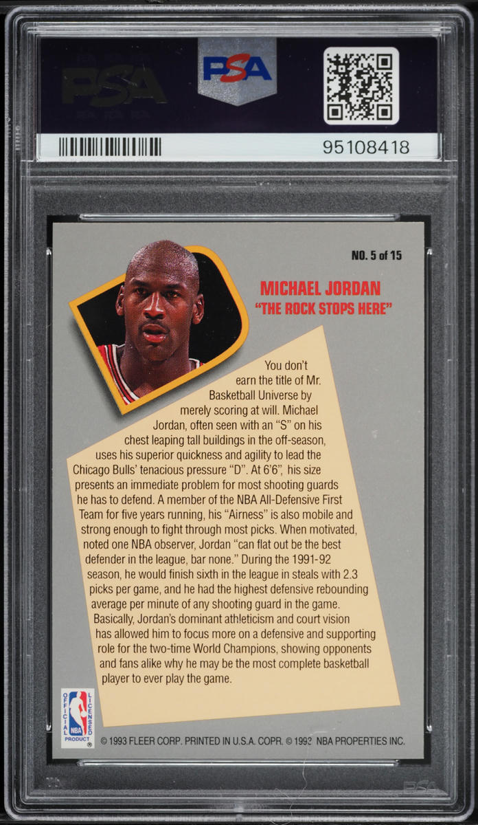 1992 Fleer Total D Michael Jordan #5 PSA 8 NM-MT