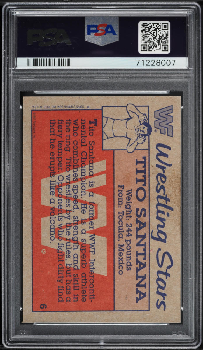 1987 Topps WWF Tito Santana #6 PSA 5 EX