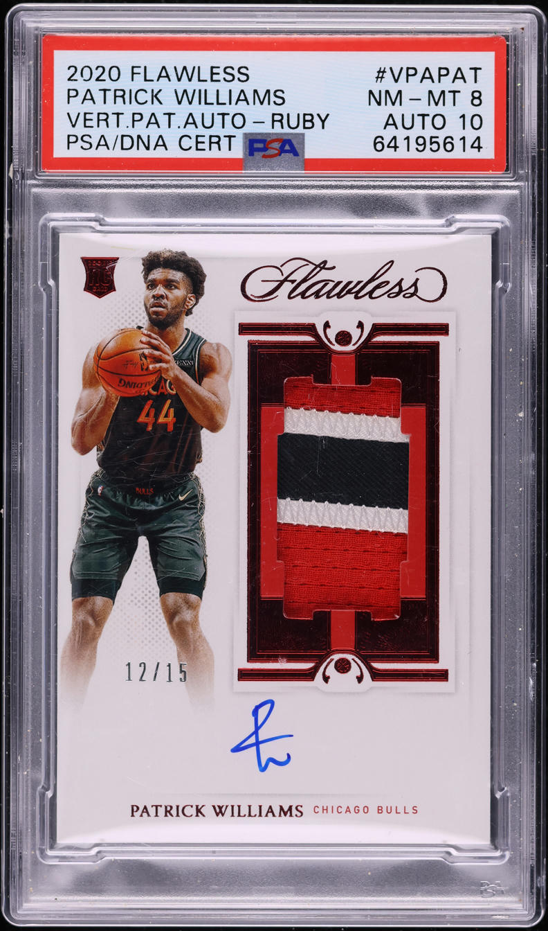 2020 Panini Flawless Ruby Patrick Williams ROOKIE PATCH AUTO DNA 10 /15 #VPA-PAT PSA 8 NM-MT