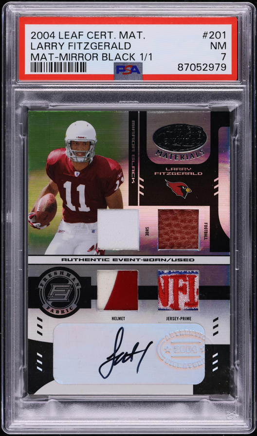 2004 Leaf Certified Mirror Black Larry Fitzgerald RC PATCH AUTO 1