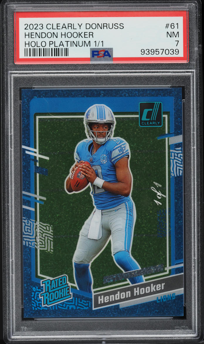 2023 Panini Clearly Donruss Holo Platinum Hendon Hooker ROOKIE 1/1 #61 PSA 7
