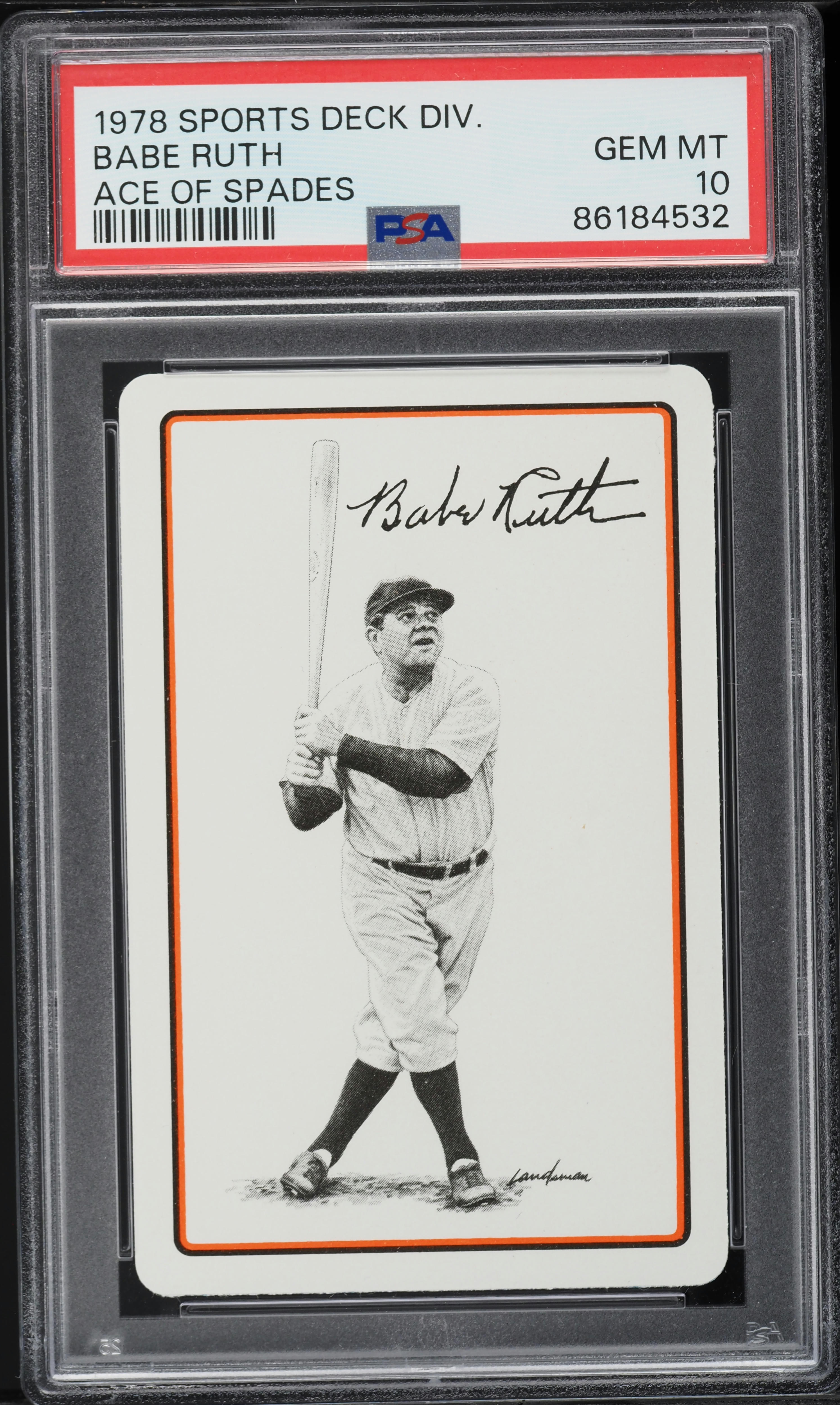 1978 Sports Deck Division Babe Ruth ACE OF SPADES PSA 10 GEM MINT