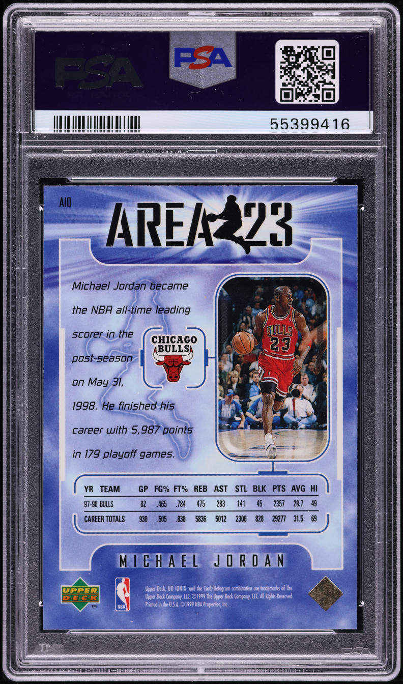 1998 Upper Deck Ionix Area 23 Michael Jordan #A10 PSA 10 GEM MINT